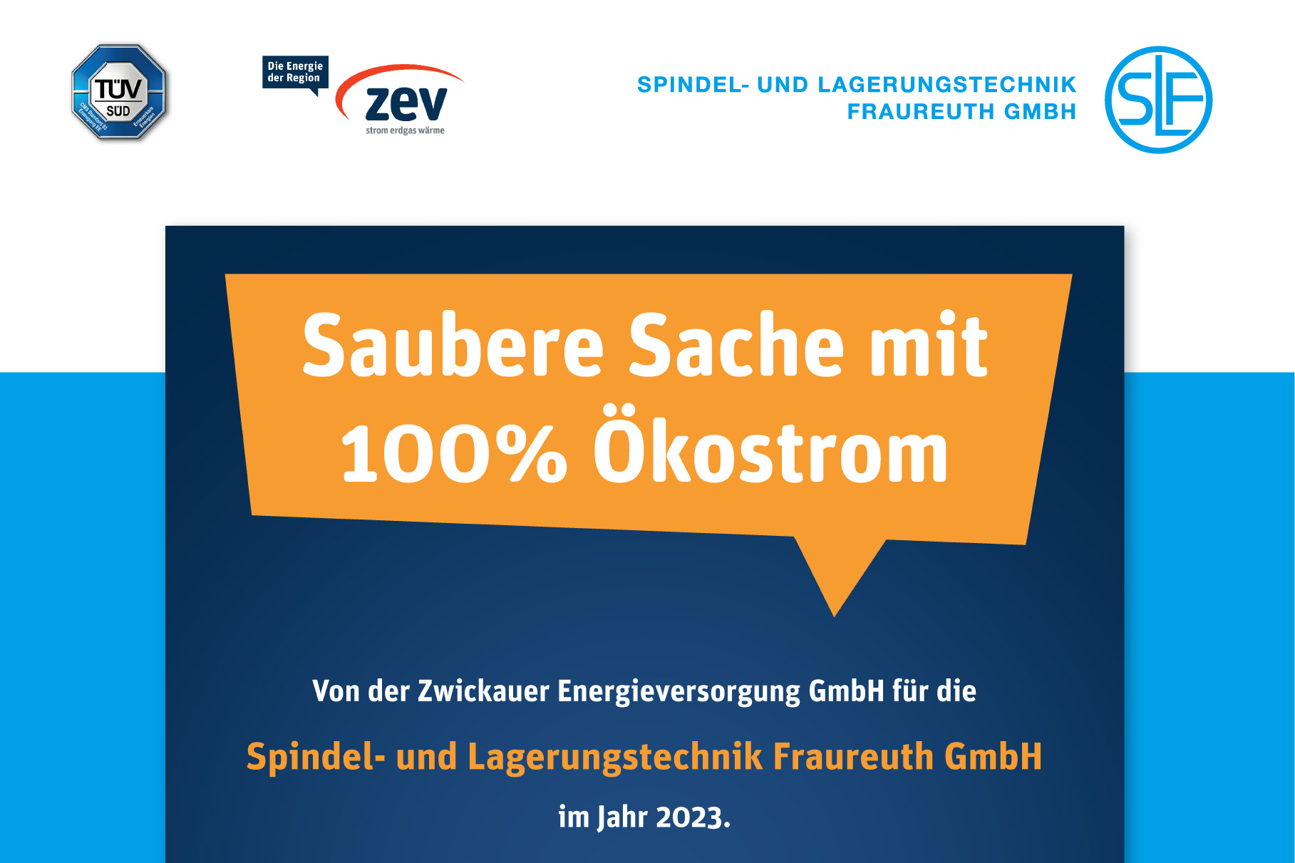 SLF Fraureuth GmbH bekommt das Grünstrom-Zertifikat von ZEV.